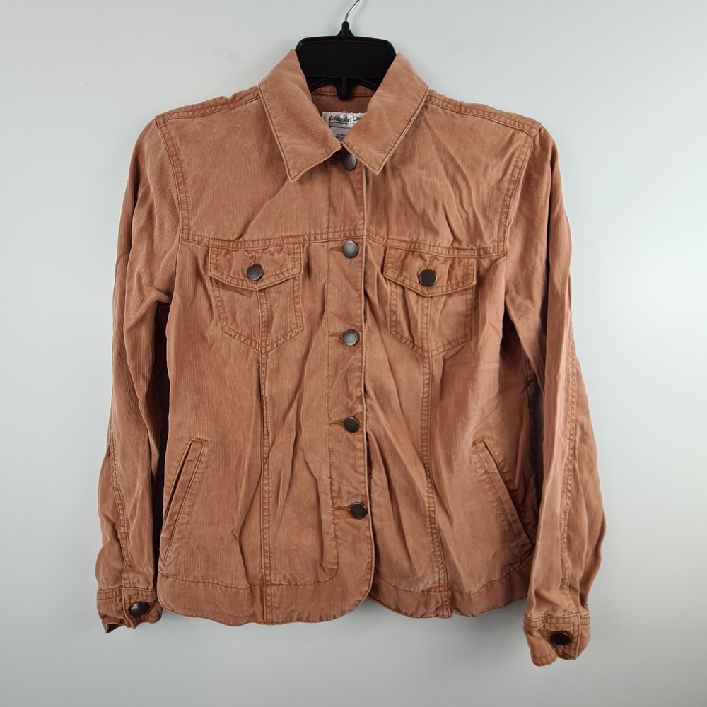 Coldwater Creek Terracotta Orange 100% Tencel Button Front Jacket Womens PXS